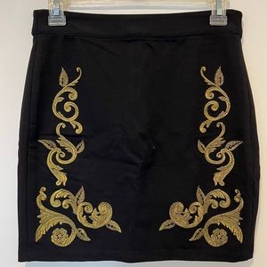 GUESS MINI black skirt cotton with golden embroidery